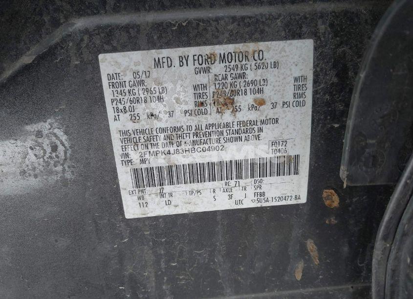 Photo 9 of 2017 Ford Edge SEL (VIN 2FMPK4J83HBC04902)