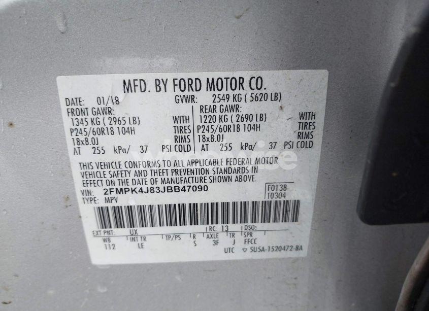 Photo 9 of 2018 Ford Edge SEL (VIN 2FMPK4J83JBB47090)