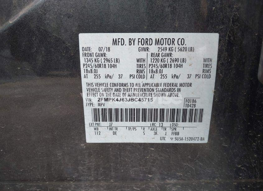 Photo 9 of 2018 Ford Edge SEL (VIN 2FMPK4J83JBC45715)