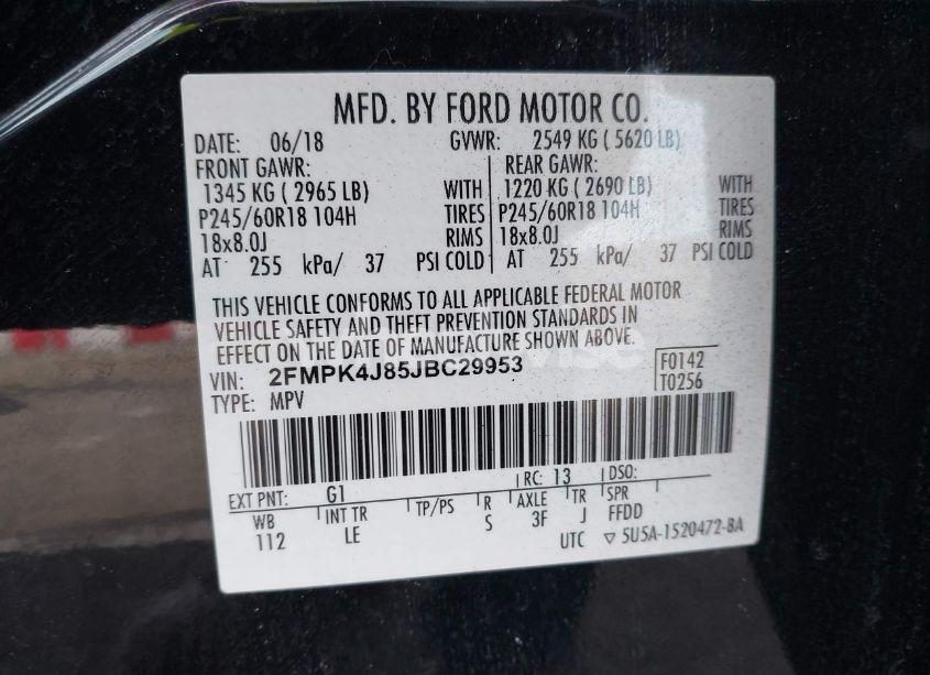 Photo 9 of 2018 Ford Edge SEL (VIN 2FMPK4J85JBC29953)