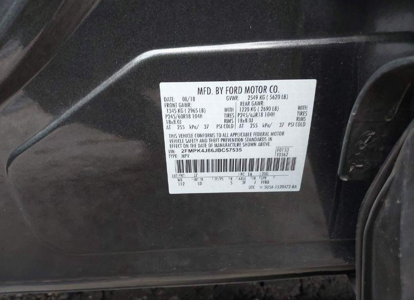 Photo 9 of 2018 Ford Edge SEL (VIN 2FMPK4J86JBC57535)