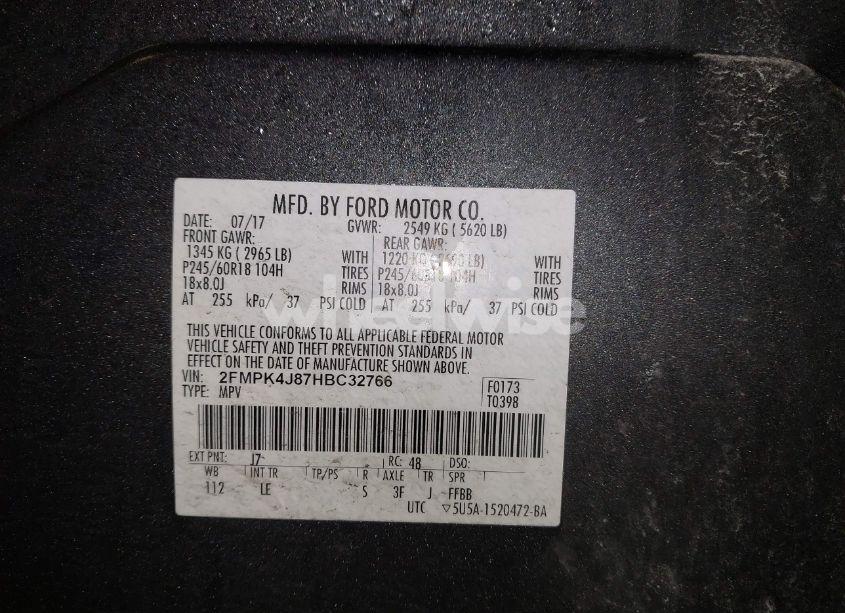 Photo 9 of 2017 Ford Edge SEL (VIN 2FMPK4J87HBC32766)