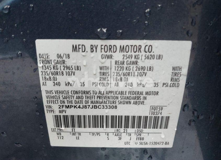 Photo 9 of 2018 Ford Edge SEL (VIN 2FMPK4J87JBC33308)