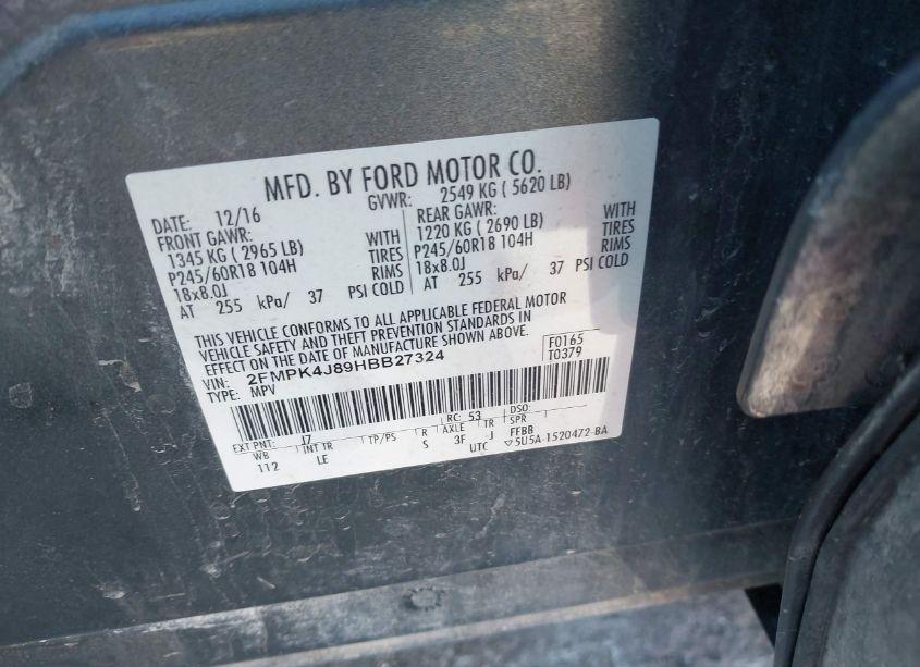 Photo 9 of 2017 Ford Edge SEL (VIN 2FMPK4J89HBB27324)