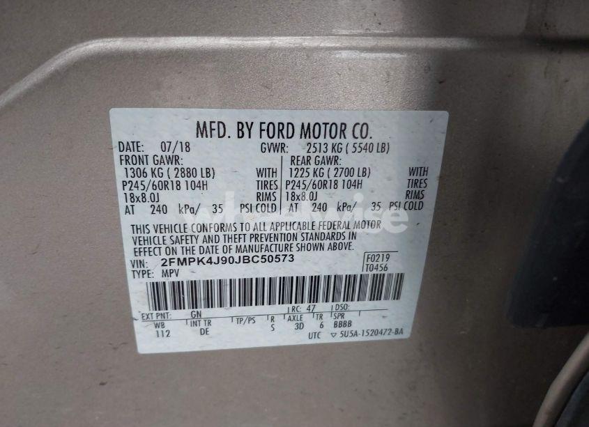 Photo 9 of 2018 Ford Edge SEL (VIN 2FMPK4J90JBC50573)