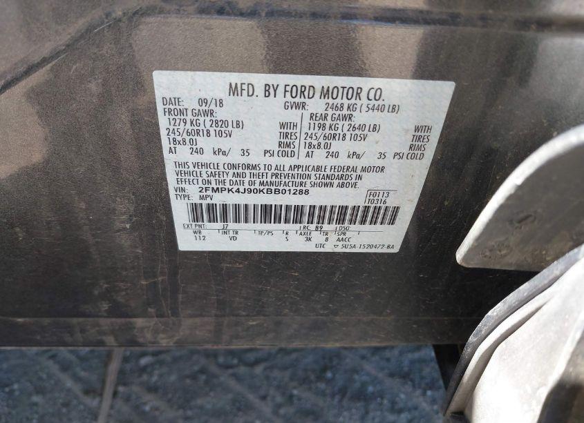 Photo 9 of 2019 Ford Edge SEL (VIN 2FMPK4J90KBB01288)