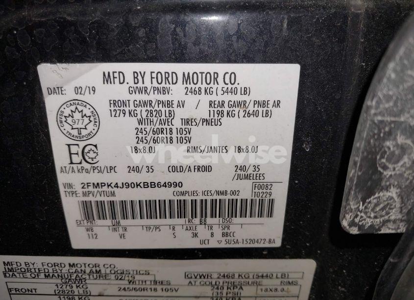 Photo 9 of 2019 Ford Edge SEL (VIN 2FMPK4J90KBB64990)