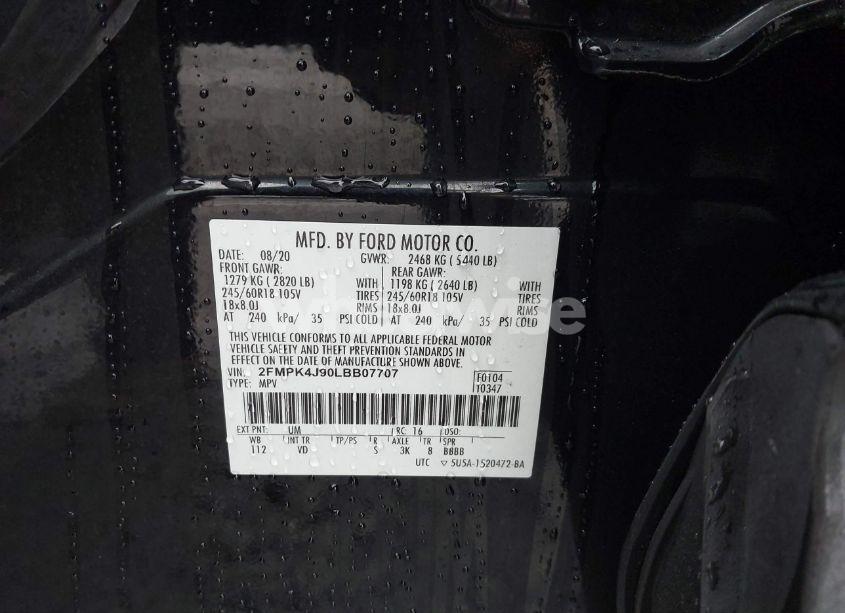 Photo 9 of 2020 Ford Edge SEL (VIN 2FMPK4J90LBB07707)