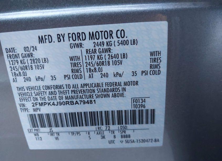 Photo 9 of 2024 Ford Edge SEL (VIN 2FMPK4J90RBA79481)