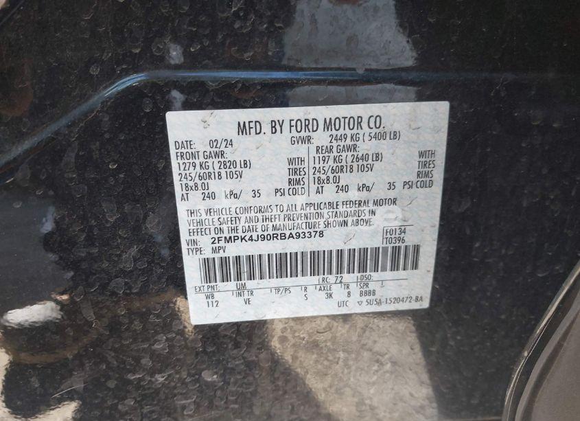 Photo 9 of 2024 Ford Edge SEL (VIN 2FMPK4J90RBA93378)