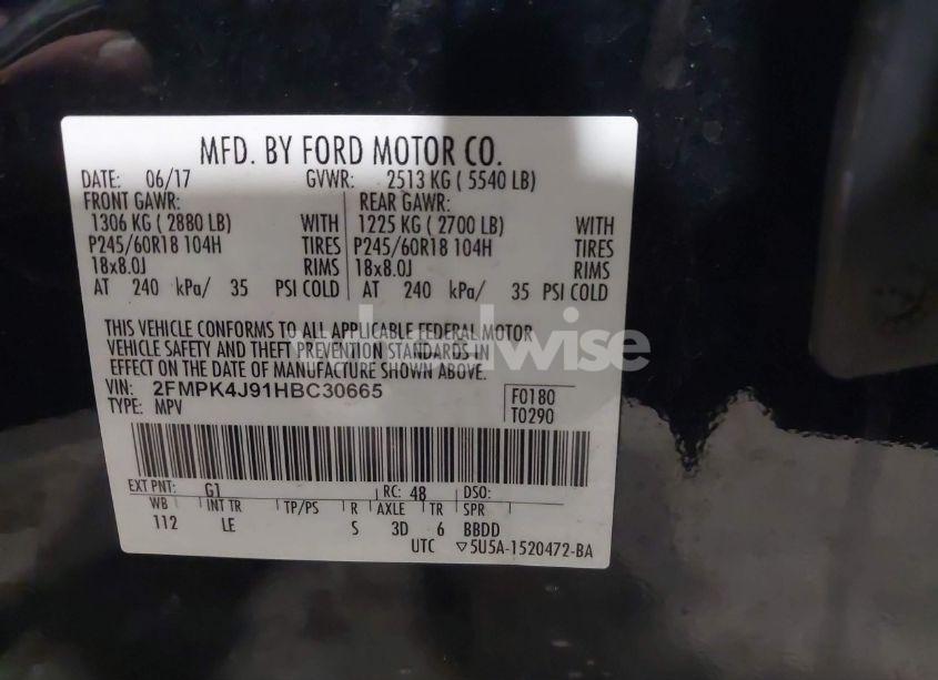 Photo 9 of 2017 Ford Edge SEL (VIN 2FMPK4J91HBC30665)