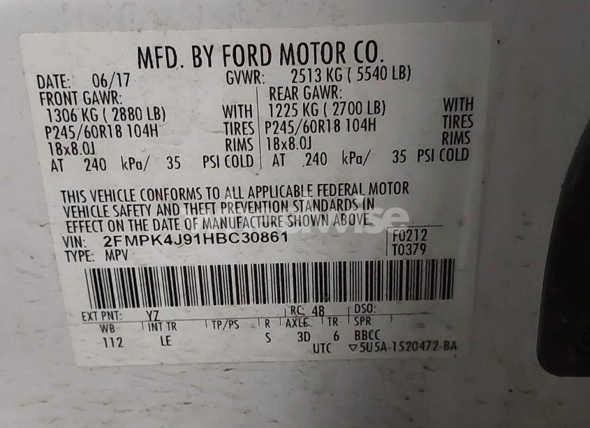 Photo 9 of 2017 Ford Edge SEL (VIN 2FMPK4J91HBC30861)