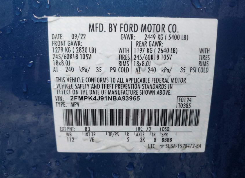 Photo 9 of 2022 Ford Edge SEL (VIN 2FMPK4J91NBA93965)