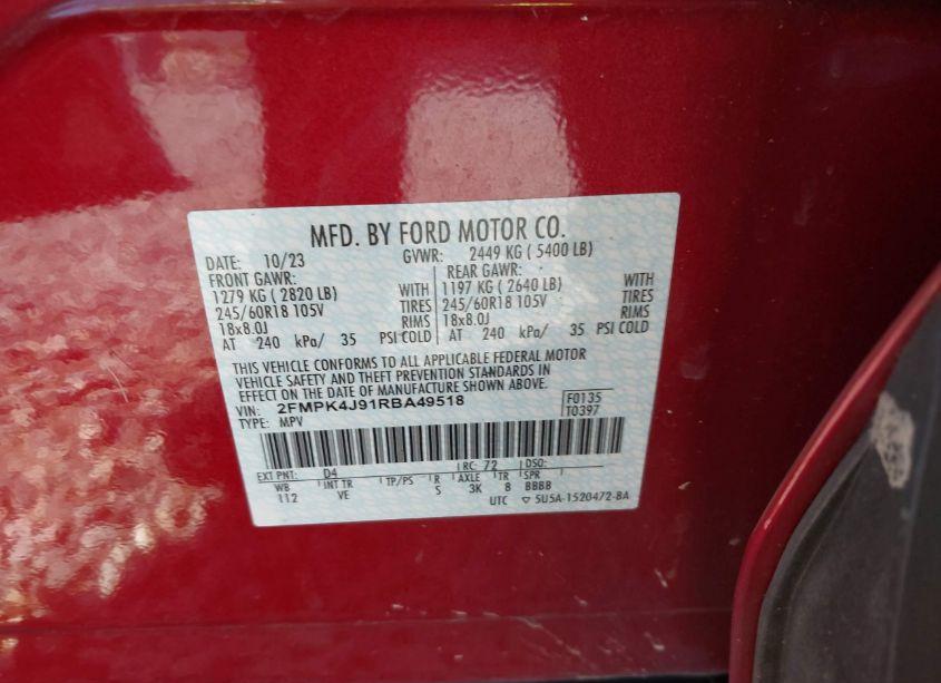 Photo 9 of 2024 Ford Edge SEL (VIN 2FMPK4J91RBA49518)