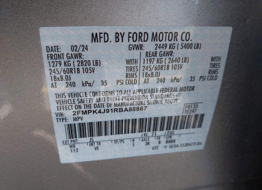 Photo 9 of 2024 Ford Edge SEL (VIN 2FMPK4J91RBA88867)
