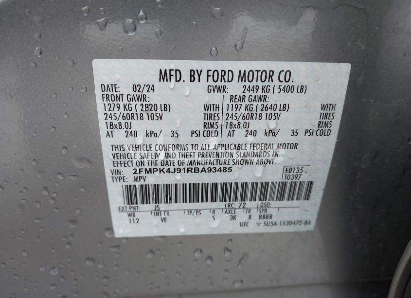 Photo 9 of 2024 Ford Edge SEL (VIN 2FMPK4J91RBA93485)