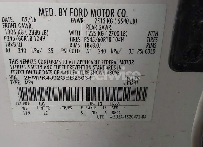 Photo 9 of 2016 Ford Edge SEL (VIN 2FMPK4J92GBB25034)