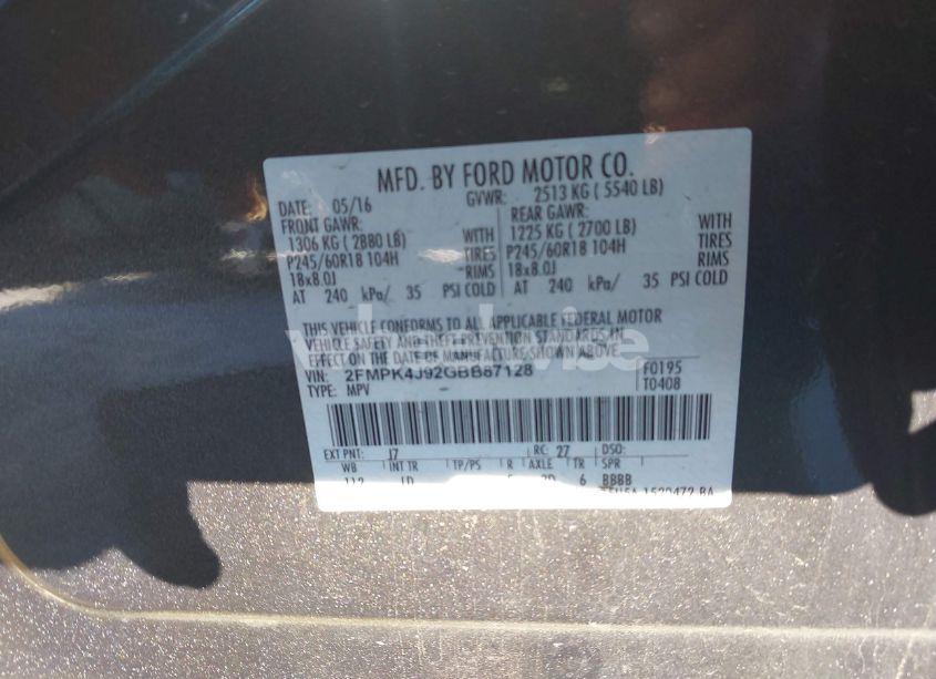 Photo 9 of 2016 Ford Edge SEL (VIN 2FMPK4J92GBB87128)