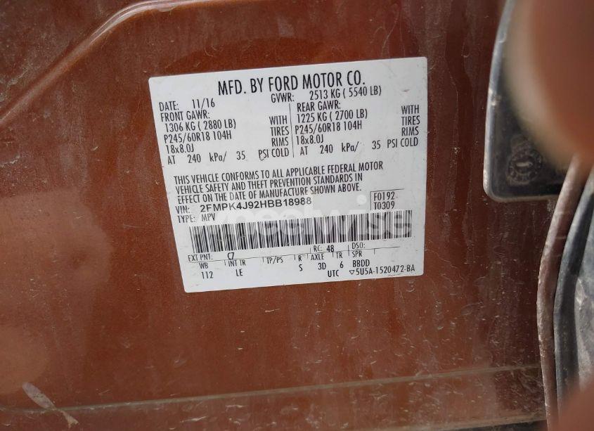 Photo 9 of 2017 Ford Edge SEL (VIN 2FMPK4J92HBB18988)