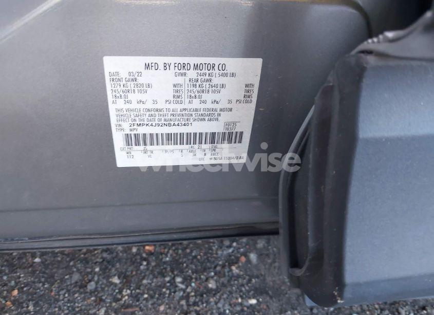 Photo 9 of 2022 Ford Edge SEL (VIN 2FMPK4J92NBA43401)