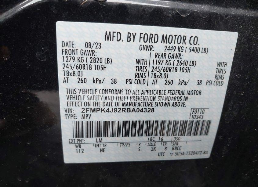 Photo 9 of 2024 Ford Edge SEL (VIN 2FMPK4J92RBA04328)