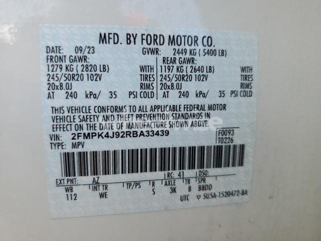 Photo 2 of 2024 FORD EDGE SEL N/A (VIN 2FMPK4J92RBA33439)