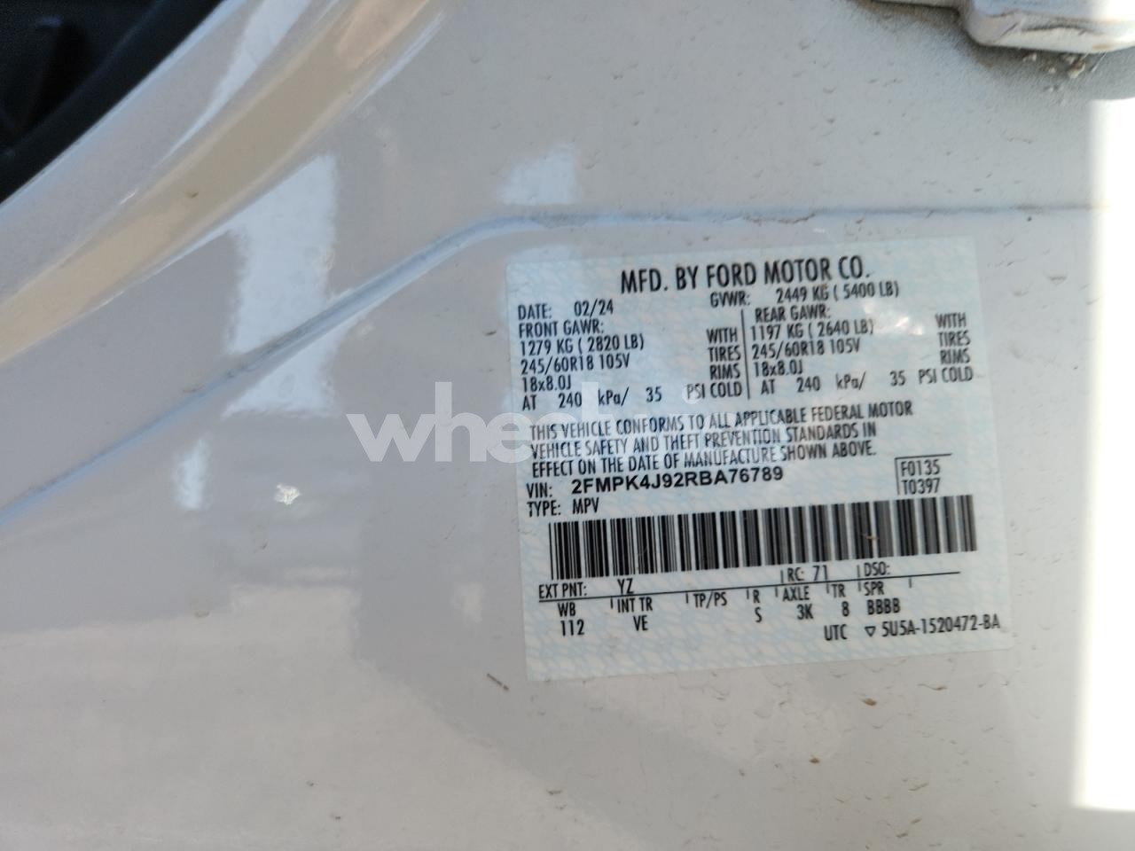 Photo 14 of 2024 FORD EDGE SEL N/A (VIN 2FMPK4J92RBA76789)