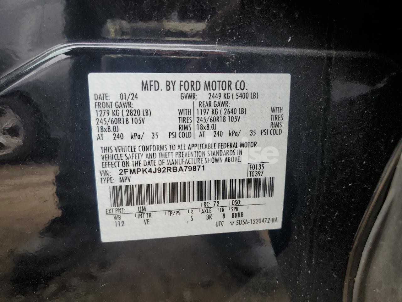 Photo 13 of 2024 FORD EDGE SEL N/A (VIN 2FMPK4J92RBA79871)