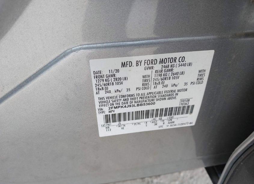Photo 9 of 2020 Ford Edge SEL (VIN 2FMPK4J93LBB53600)