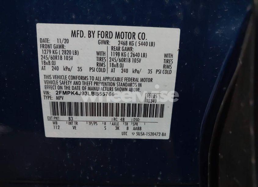 Photo 9 of 2020 Ford Edge SEL (VIN 2FMPK4J93LBB55766)