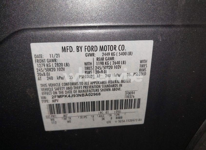 Photo 9 of 2022 Ford Edge ST-LINE (VIN 2FMPK4J93NBA02968)