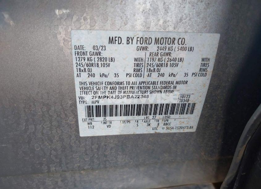 Photo 9 of 2023 Ford Edge SEL (VIN 2FMPK4J93PBA22348)