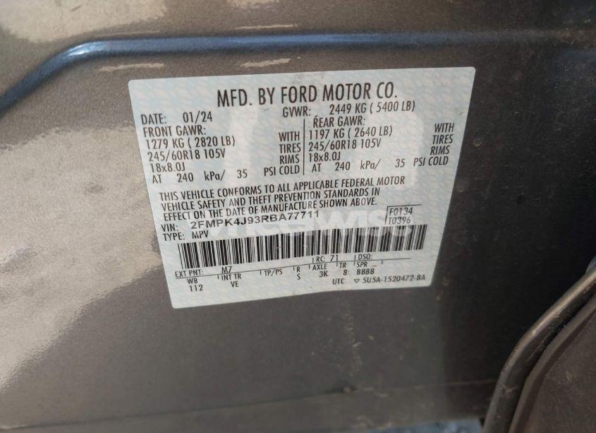Photo 9 of 2024 Ford Edge SEL (VIN 2FMPK4J93RBA77711)
