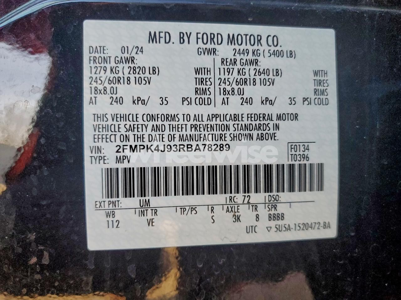 Photo 12 of 2024 FORD EDGE SEL (VIN 2FMPK4J93RBA78289)