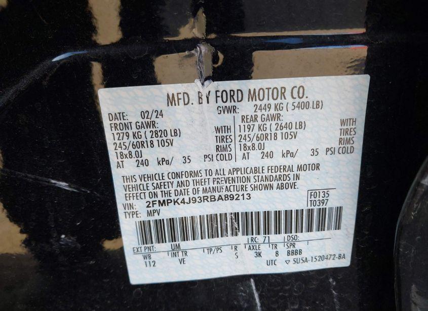 Photo 9 of 2024 Ford Edge SEL (VIN 2FMPK4J93RBA89213)