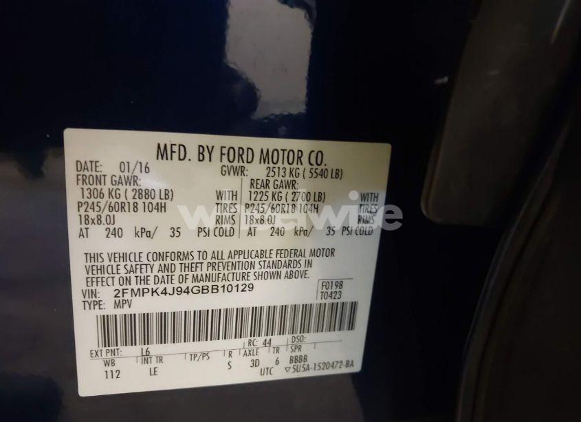 Photo 9 of 2016 Ford Edge SEL (VIN 2FMPK4J94GBB10129)