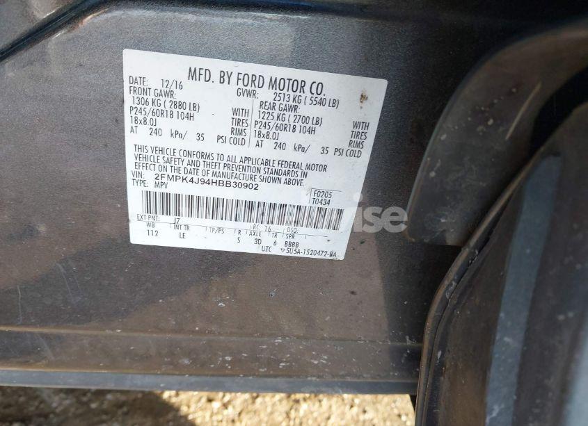 Photo 9 of 2017 Ford Edge SEL (VIN 2FMPK4J94HBB30902)