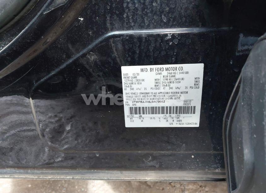 Photo 9 of 2020 Ford Edge SEL (VIN 2FMPK4J94LBA70662)