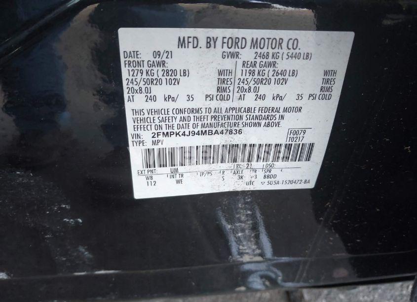 Photo 9 of 2021 Ford Edge ST-LINE (VIN 2FMPK4J94MBA47836)