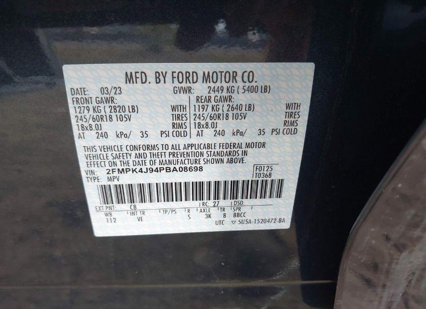 Photo 9 of 2023 Ford Edge SEL (VIN 2FMPK4J94PBA08698)