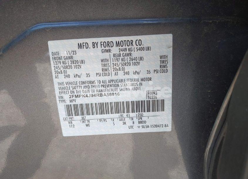 Photo 9 of 2024 Ford Edge ST-LINE (VIN 2FMPK4J94RBA56916)