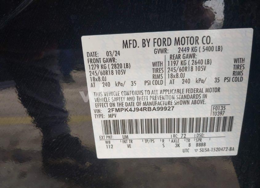 Photo 9 of 2024 Ford Edge SEL (VIN 2FMPK4J94RBA99927)