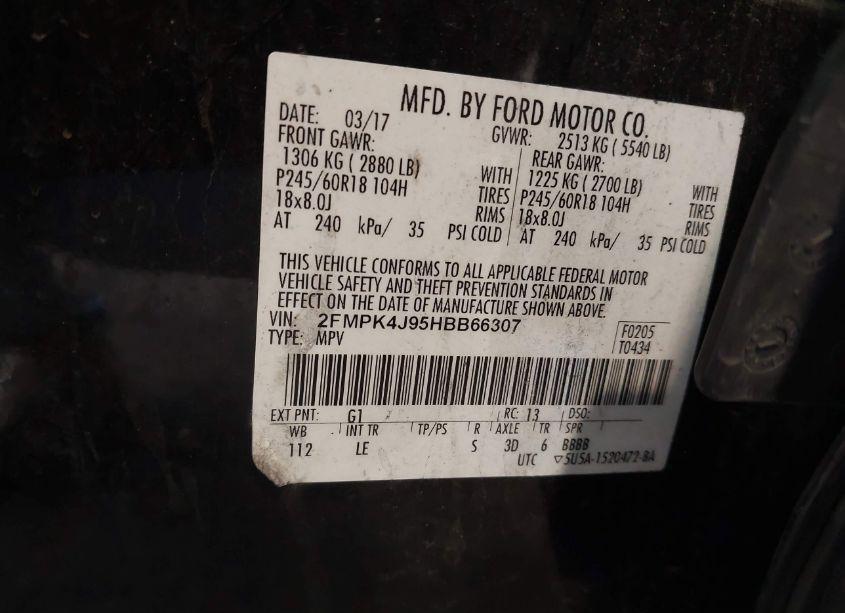 Photo 9 of 2017 Ford Edge SEL (VIN 2FMPK4J95HBB66307)