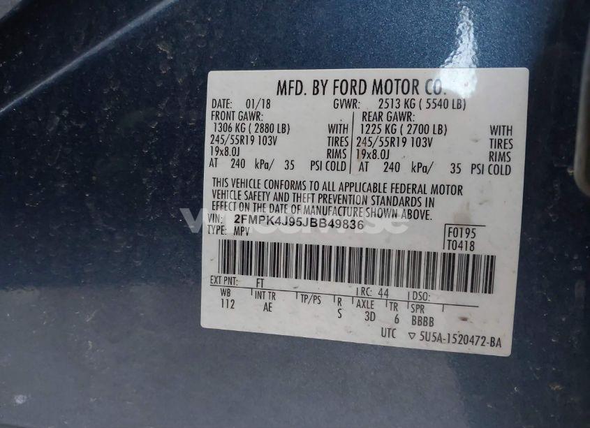 Photo 9 of 2018 Ford Edge SEL (VIN 2FMPK4J95JBB49836)