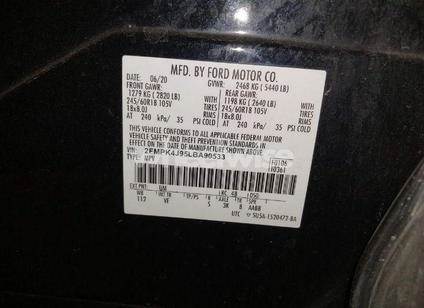 Photo 9 of 2020 Ford Edge SEL (VIN 2FMPK4J95LBA90533)