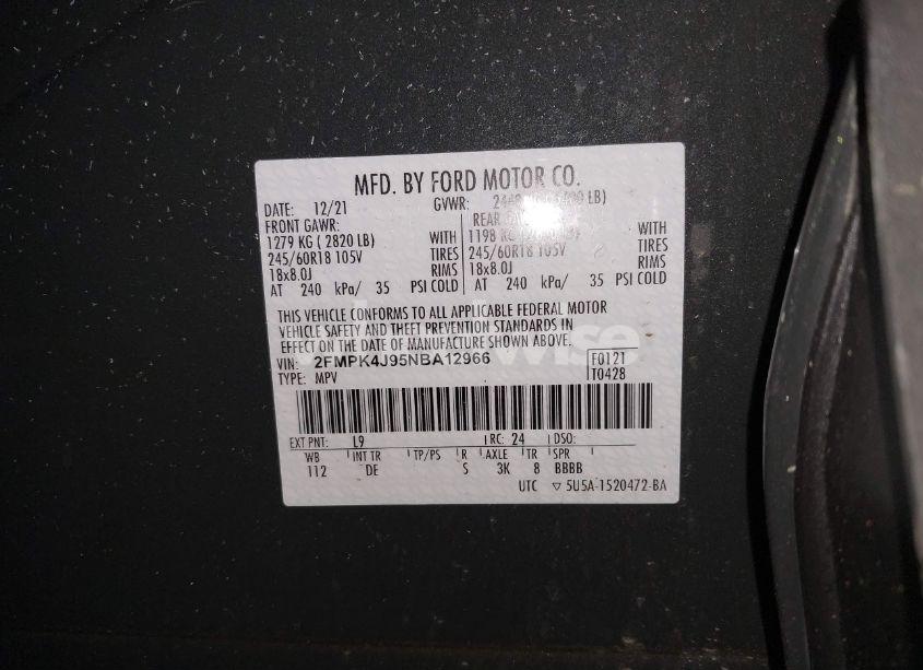 Photo 9 of 2022 Ford Edge SEL (VIN 2FMPK4J95NBA12966)