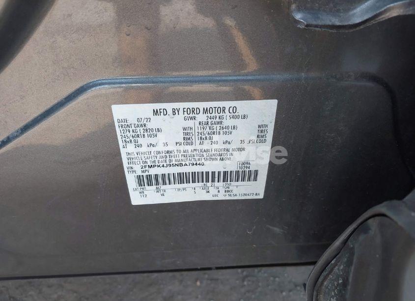 Photo 9 of 2022 Ford Edge SEL (VIN 2FMPK4J95NBA79440)