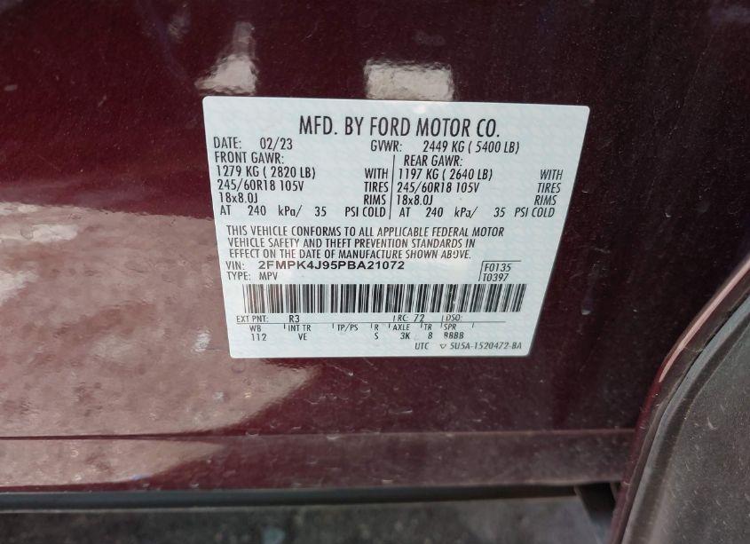 Photo 9 of 2023 Ford Edge (VIN 2FMPK4J95PBA21072)
