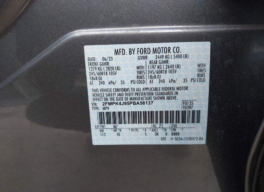 Photo 9 of 2023 Ford Edge SEL (VIN 2FMPK4J95PBA58137)