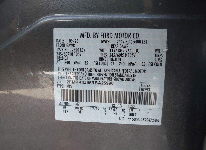 Photo 9 of 2024 Ford Edge SEL (VIN 2FMPK4J95RBA25996)